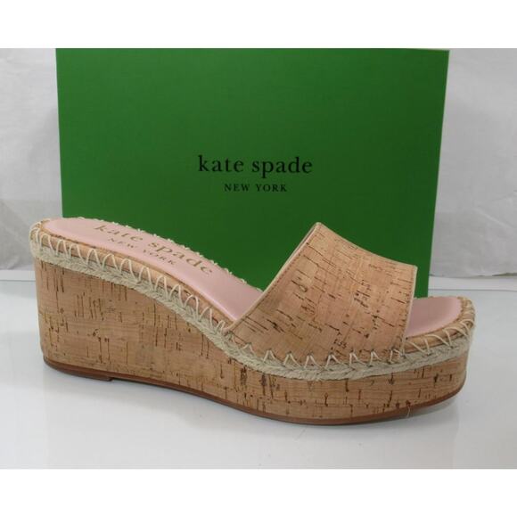 Kate Spade New York Cosette Slide Espadrille Wedge Sandals Cork Natural Size 9 - Picture 1 of 7